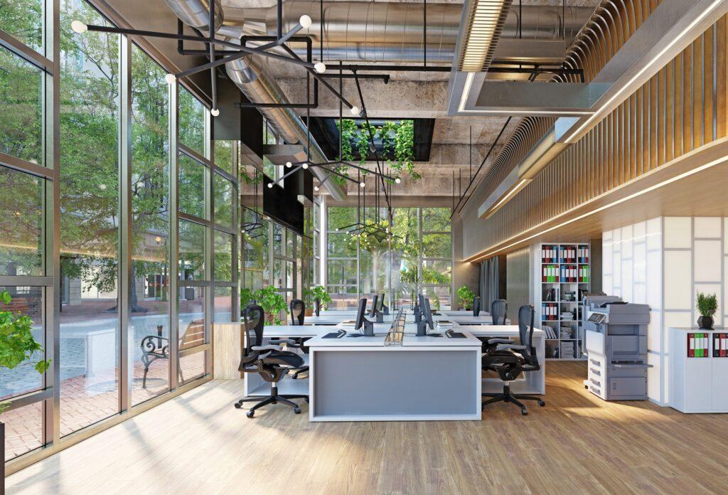 Büro mit Grünpflanzen und Holzdesign-Elementen | Holztreppen kaufen